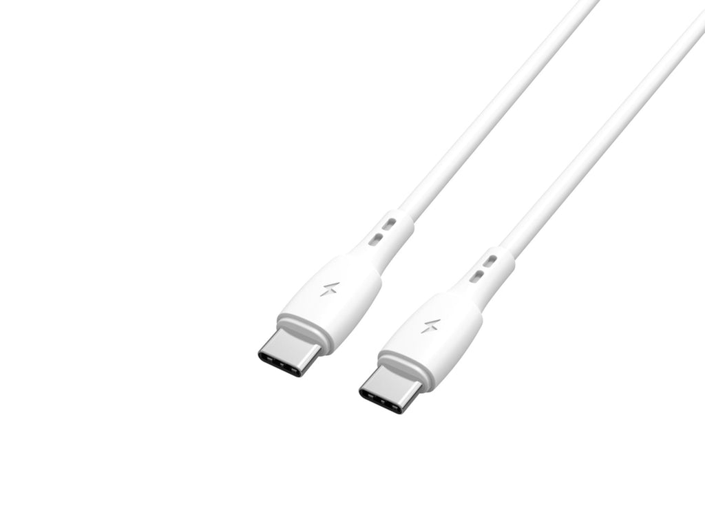 White Techancy 30cm USB-C to USB-C charging cable for power banks and data transfer — view 3