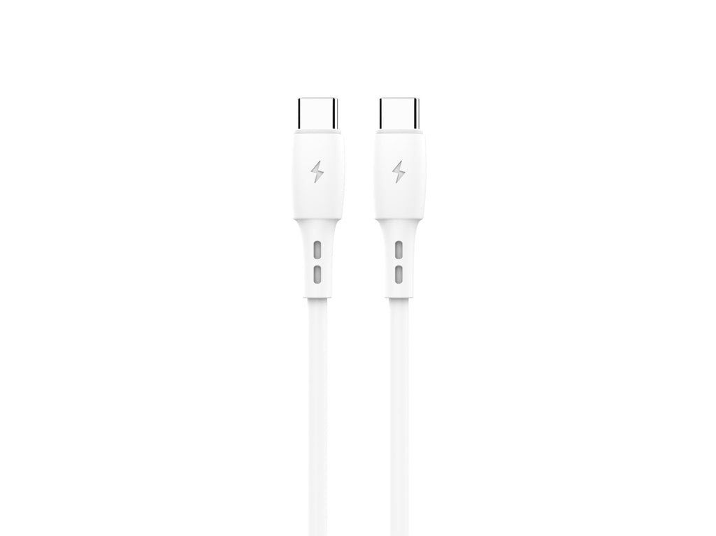 White Techancy 30cm USB-C to USB-C charging cable for power banks and data transfer