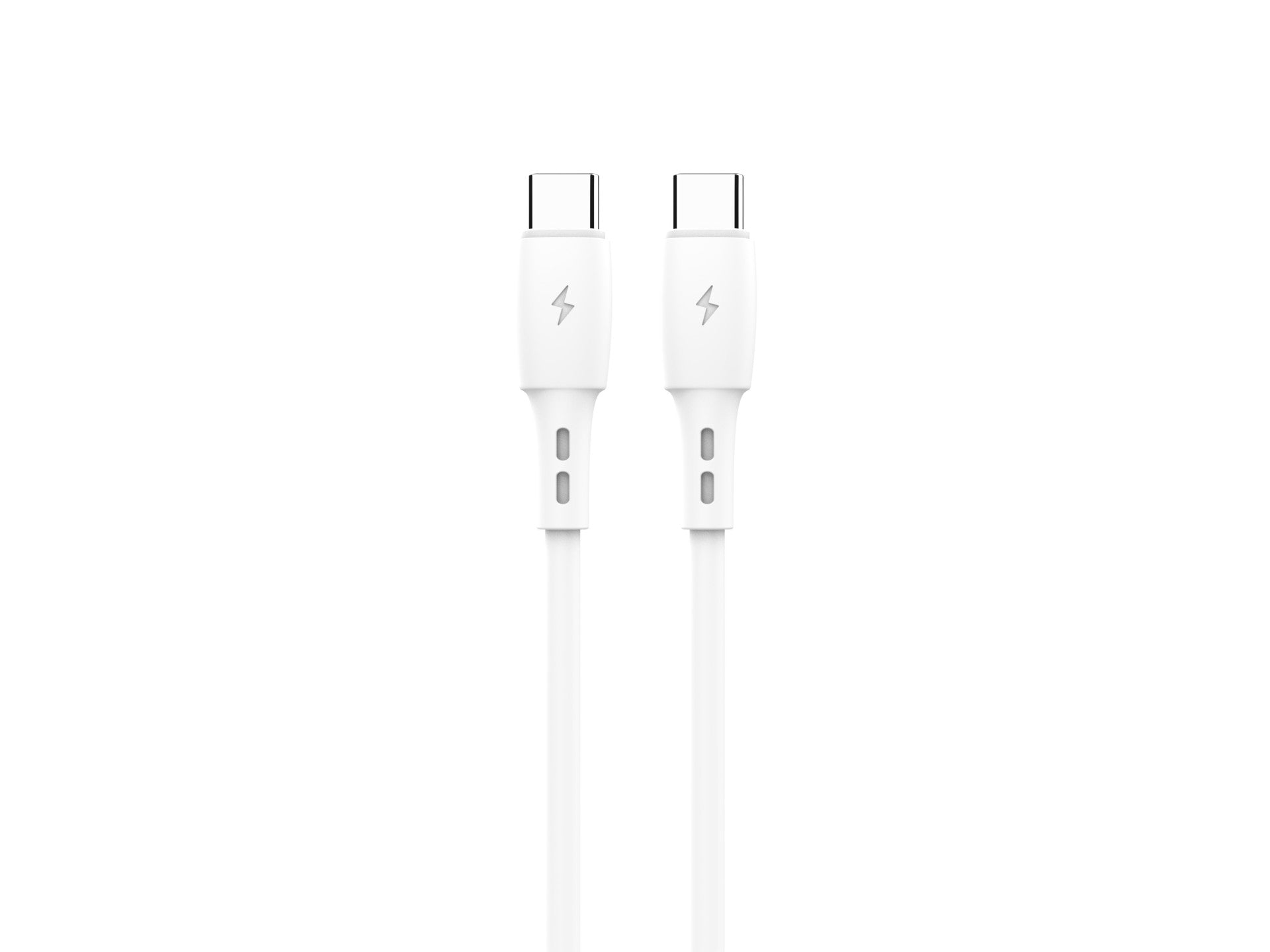 White Techancy 30cm USB-C to USB-C charging cable for power banks and data transfer