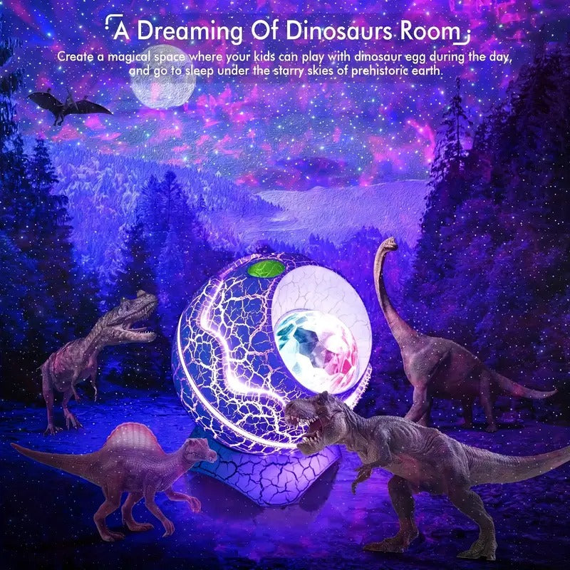 Dinosaur egg galaxy star projector lamp with vibrant led lights and built in wireless speaker — view 2