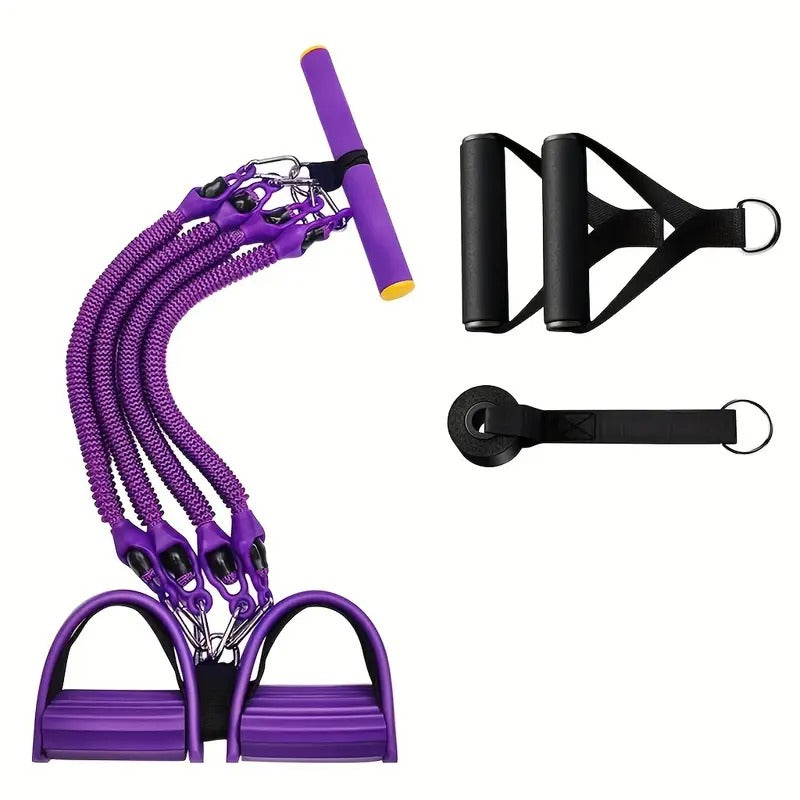 Purple TPE pedal resistance band for home fitness and full body workouts