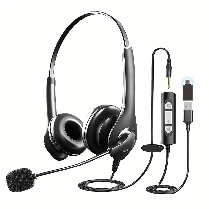 Wired PC gaming headset in black with adjustable noise-cancelling microphone and tangle-free cable.