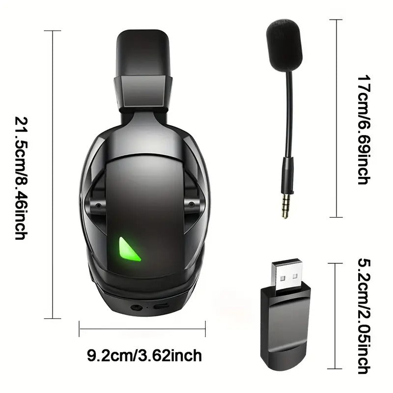 Black NNETM wireless gaming headset with a detachable condenser microphone and ergonomic ear cups — view 2