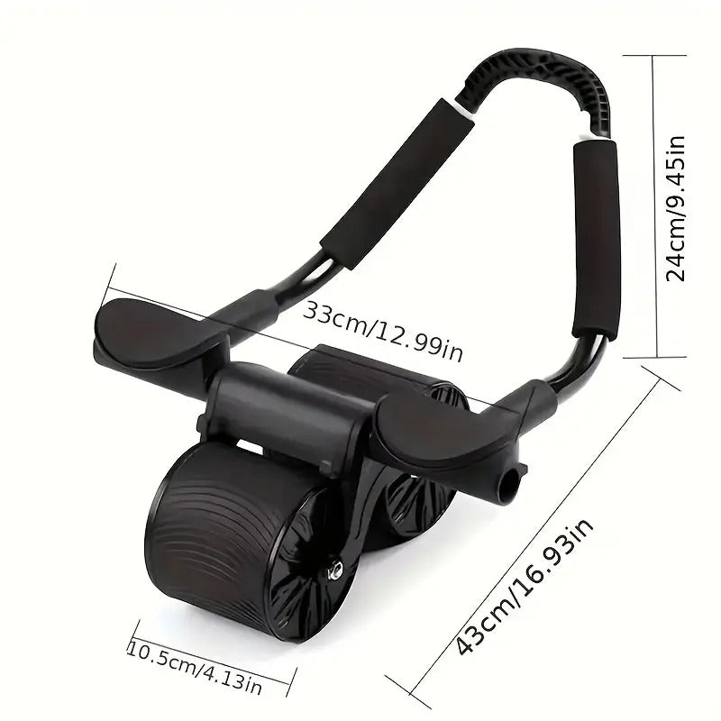 Black NNETM automatic rebound ab roller with elbow pads and stainless steel frame — view 4