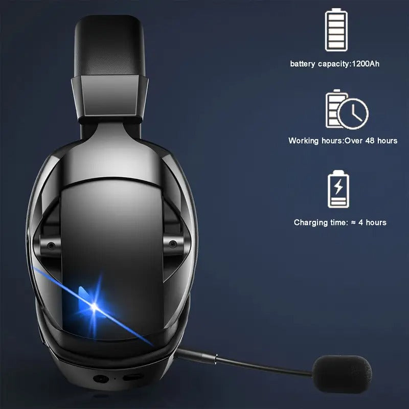 Black NNETM wireless gaming headset with a detachable condenser microphone and ergonomic ear cups — view 3
