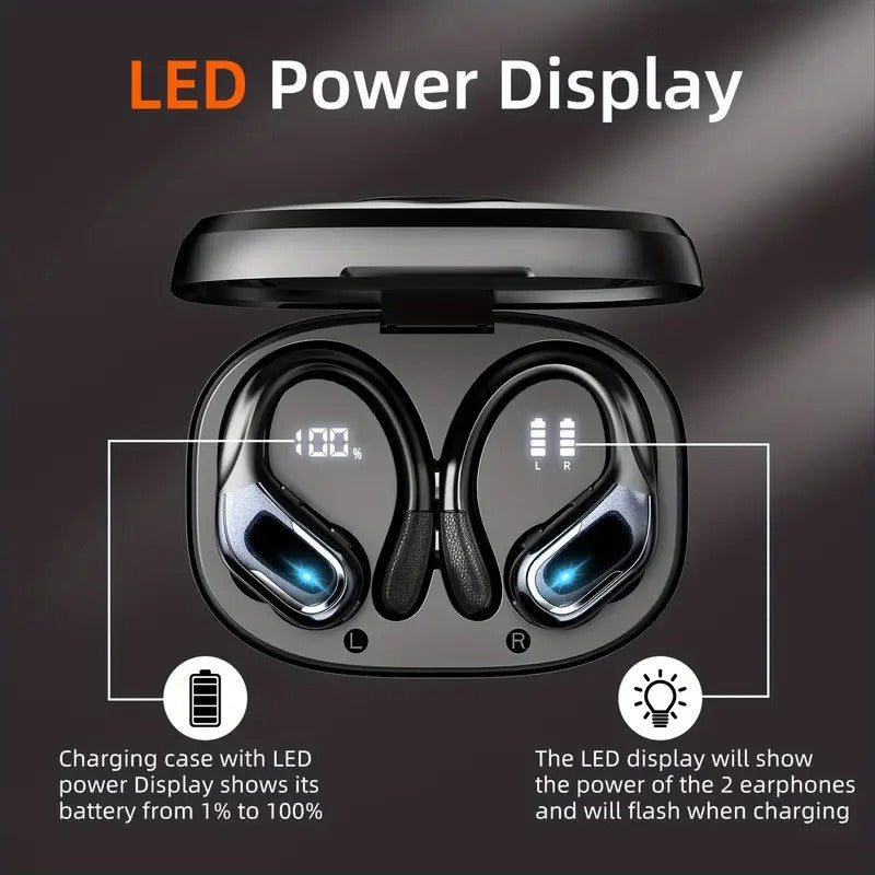 NNETM wireless sport earbuds inside a compact LED display charging case — view 3