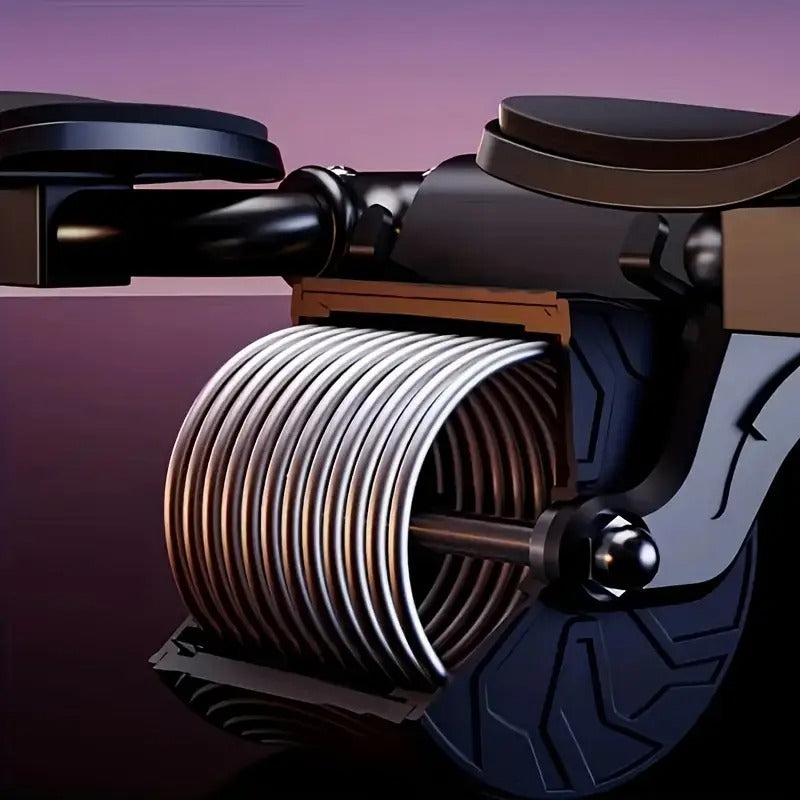Automatic rebound ab roller in black with stainless steel frame and comfortable elbow pads. — view 2