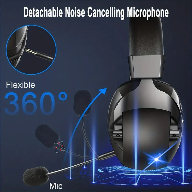 Black NNETM wireless gaming headset with a detachable condenser microphone and ergonomic ear cups — view 4