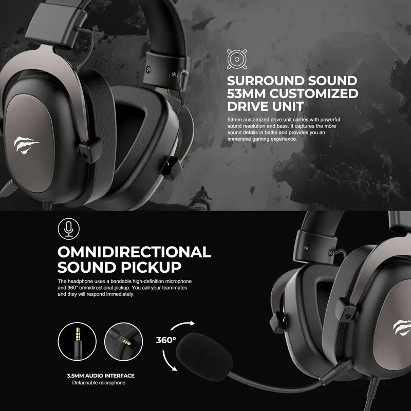 Black and ochre wired gaming headset with detachable condenser microphone and padded over-ear cups — view 4
