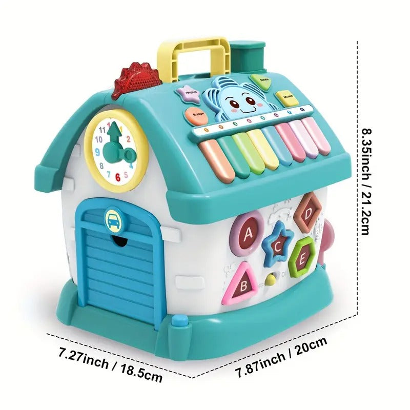 Blue interactive toy house learning playset with colorful buttons and switches for toddlers — view 3