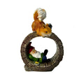 Resin squirrel garden statue with integrated solar light for outdoor patio decor