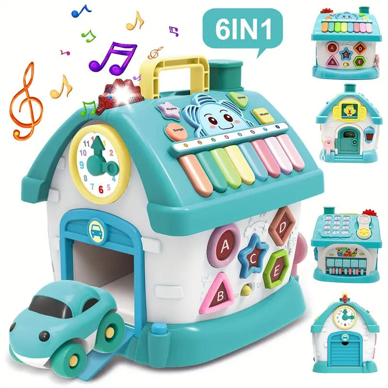 Blue interactive toy house learning playset with colorful buttons and switches for toddlers — view 5