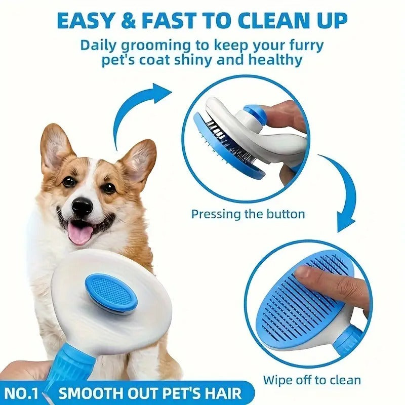 Blue 6-piece dog bath brush grooming kit with shedding brush, washing gloves, and soft drying towel — view 5