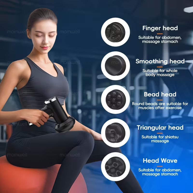 Black NNETM six-speed portable body contouring massager with five interchangeable attachment heads — view 3