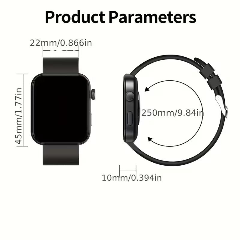NNETM smart watch with black silicone strap and digital touchscreen fitness tracker display — view 3