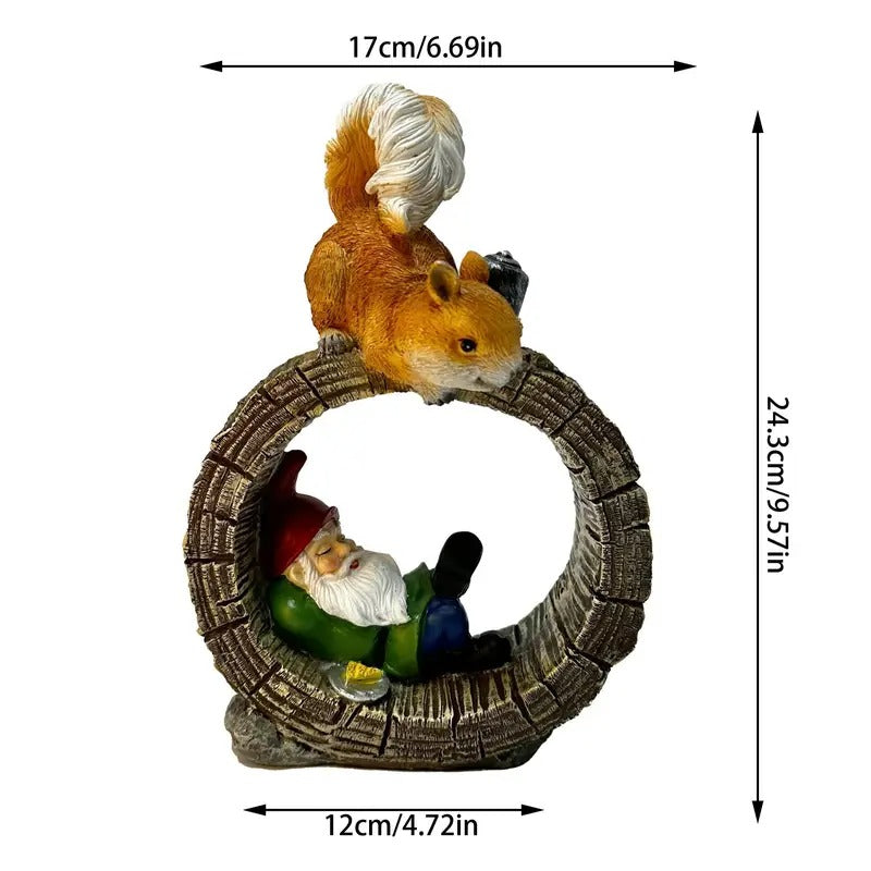Resin squirrel garden statue with integrated solar light for outdoor patio decor — view 5