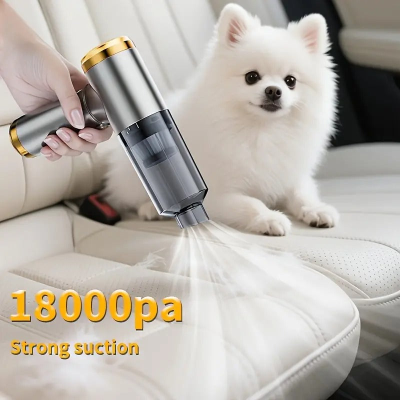 Handheld car vacuum cleaner in compact ABS resin design with cleaning accessories and dust cup — view 3