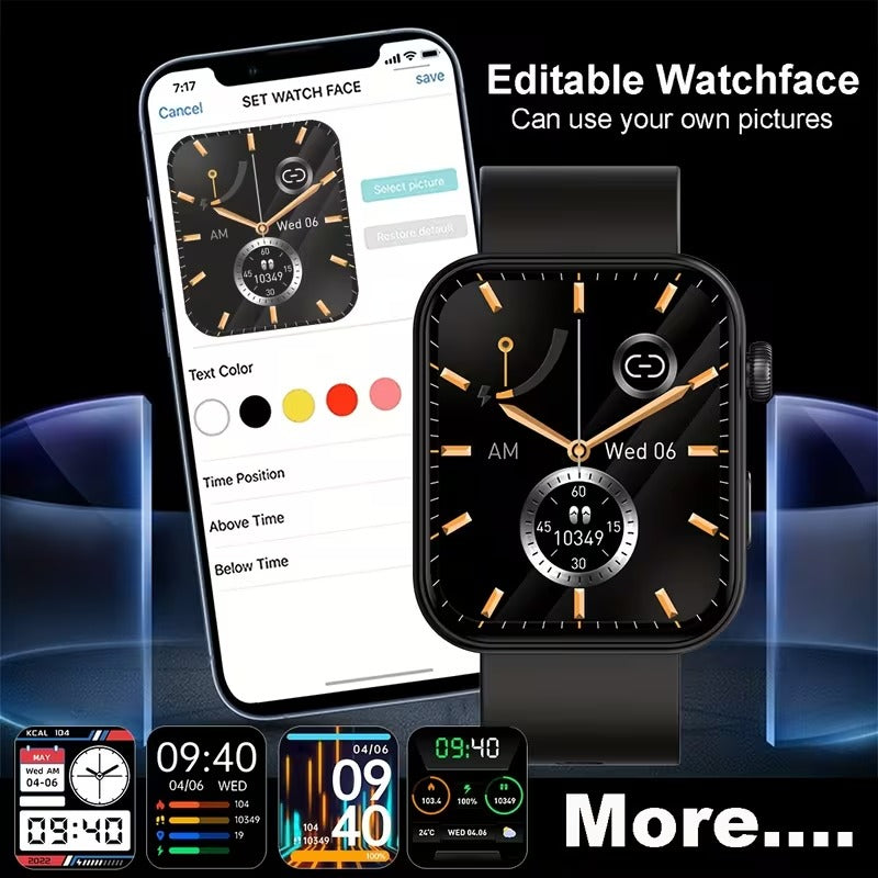 NNETM smart watch with black silicone strap and digital touchscreen fitness tracker display — view 4