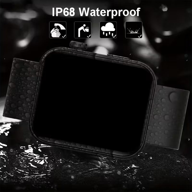 NNETM smart watch with black silicone strap and digital touchscreen fitness tracker display — view 5