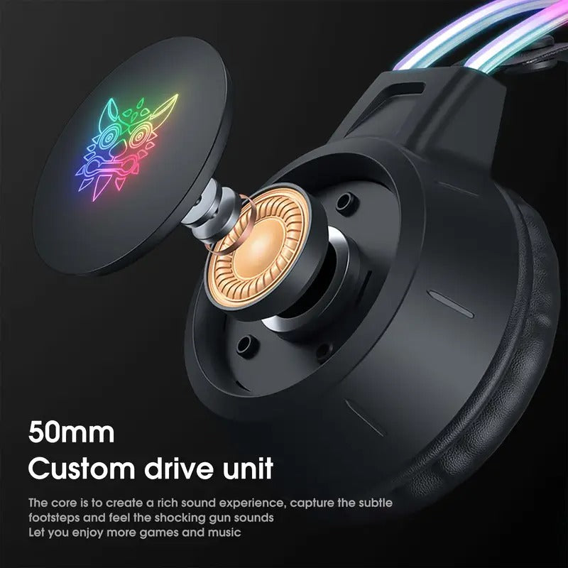 NNETM wired gaming headset with RGB lighting and detachable cat ear microphone for PC and Switch — view 4