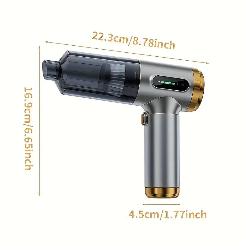 Handheld car vacuum cleaner in compact ABS resin design with cleaning accessories and dust cup — view 4