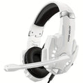 White NNETM pro gaming headset with LED lights over-ear design and built-in condenser microphone