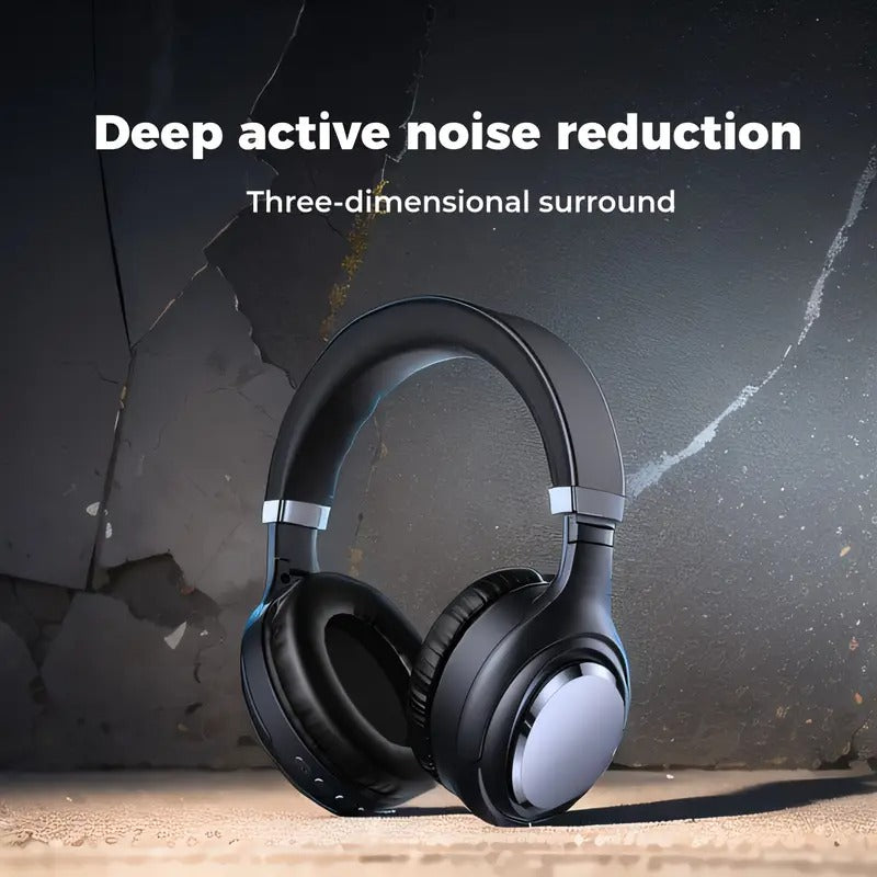 Black NNETM 7th gen wireless headphones with built-in microphone and active noise cancellation technology — view 2