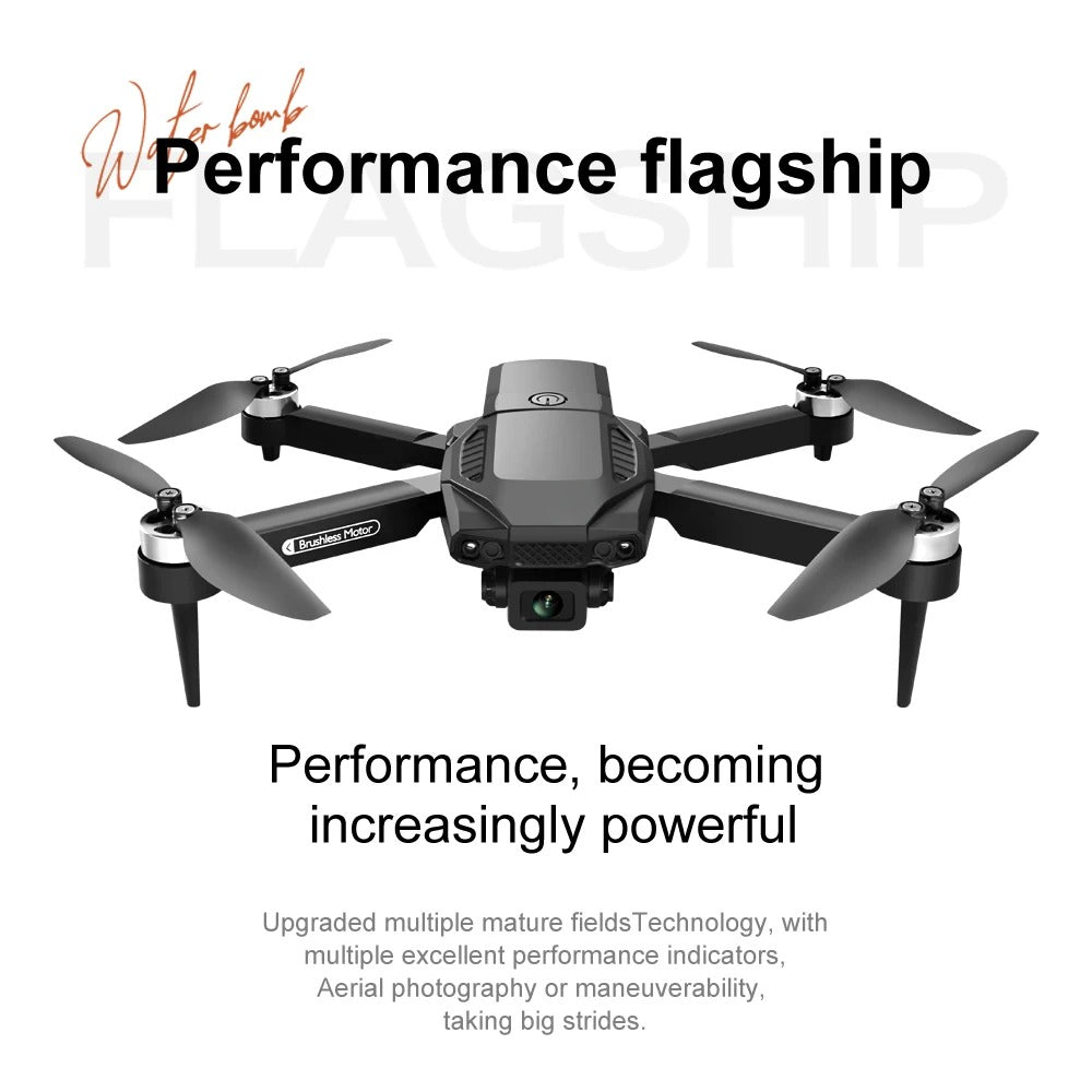 Black foldable 4K camera drone with dual lenses and brushless motors for aerial photography — view 2