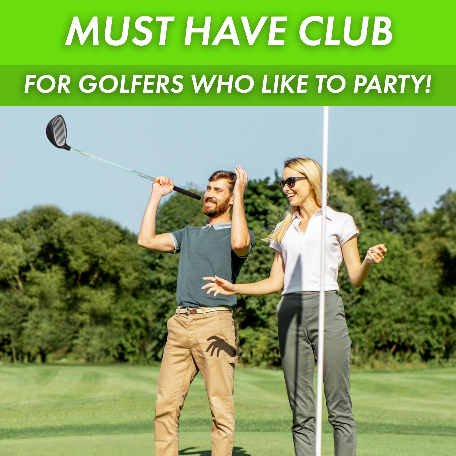Golf club shaped beer bong disguised as a standard driver with included black head cover — view 4