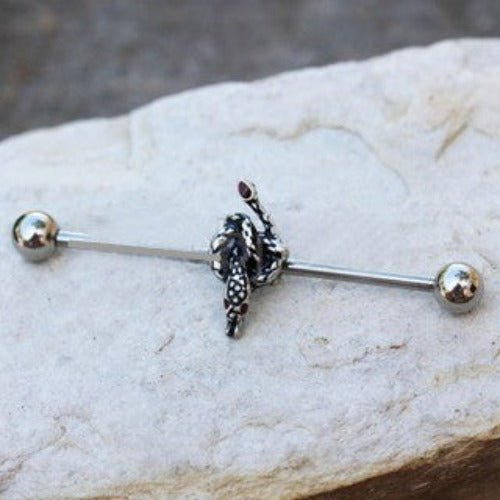 316L Stainless Steel Rattlesnake Industrial Barbell-0