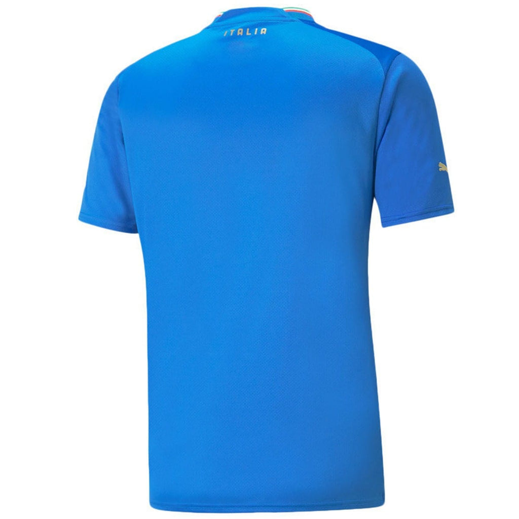 Authentic Puma Italy 2022/23 home soccer jersey in blue with national flag collar details. — view 2