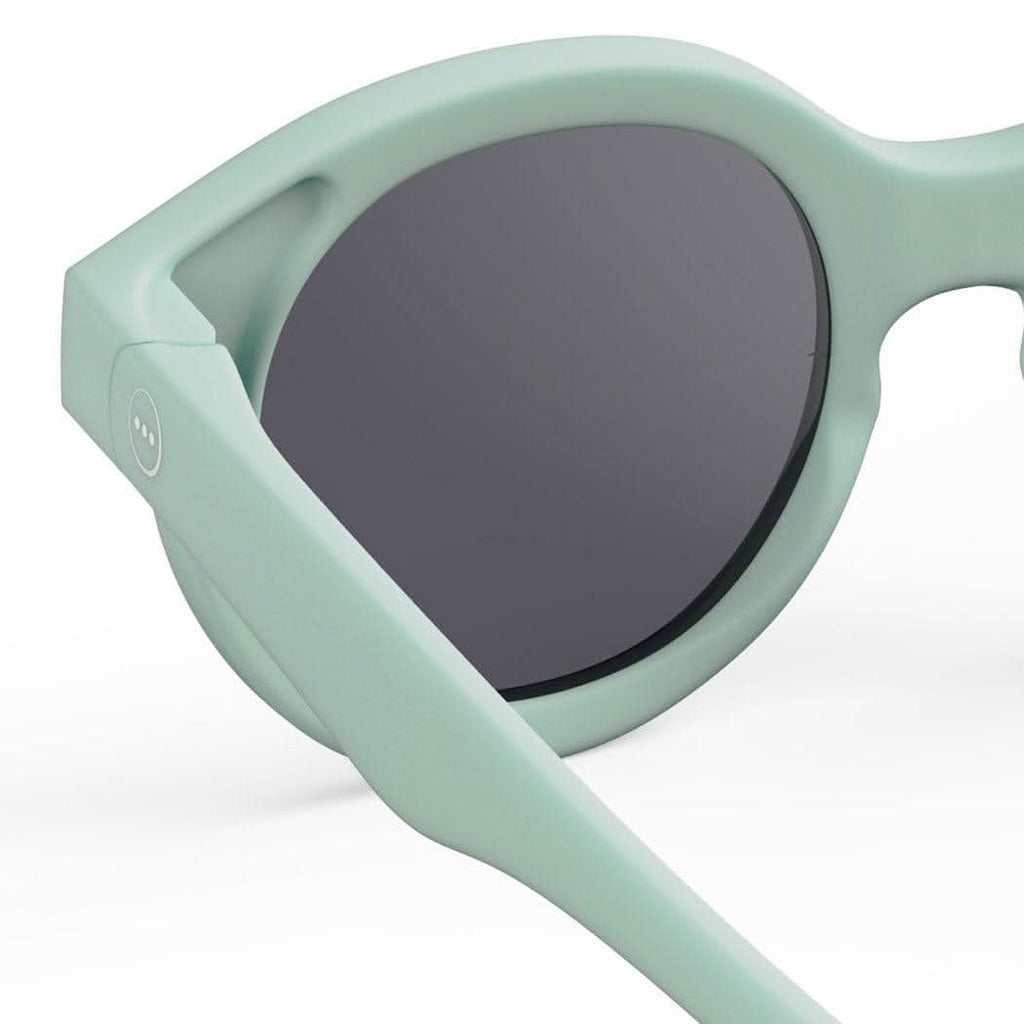 IZIPIZI toddler sunglasses in aqual green with retro square frames and a silicone strap — view 5