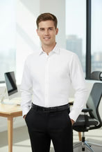 Jamison white twill dress shirt with medium spread collar and mitered cuffs — view 5