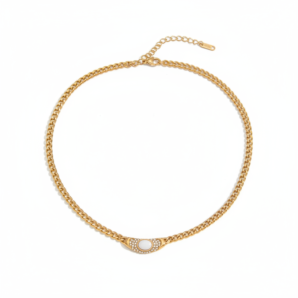 Magnetic Gold Crystal Pendant Necklace-4