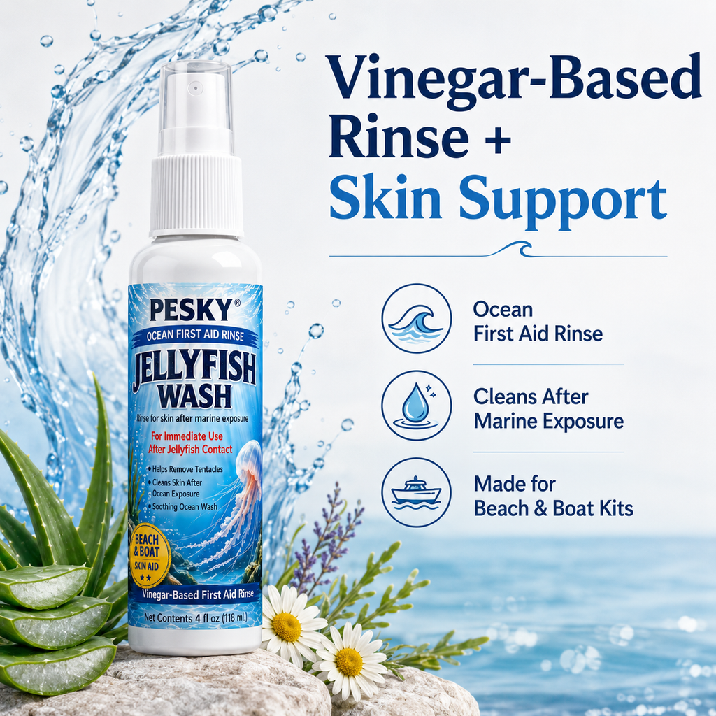 PESKY Jellyfish Wash spray bottle, vinegar based ocean first aid rinse for marine stings — view 4