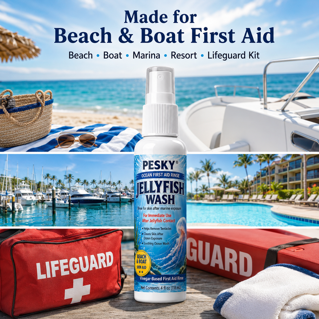 PESKY Jellyfish Wash spray bottle, vinegar based ocean first aid rinse for marine stings — view 5