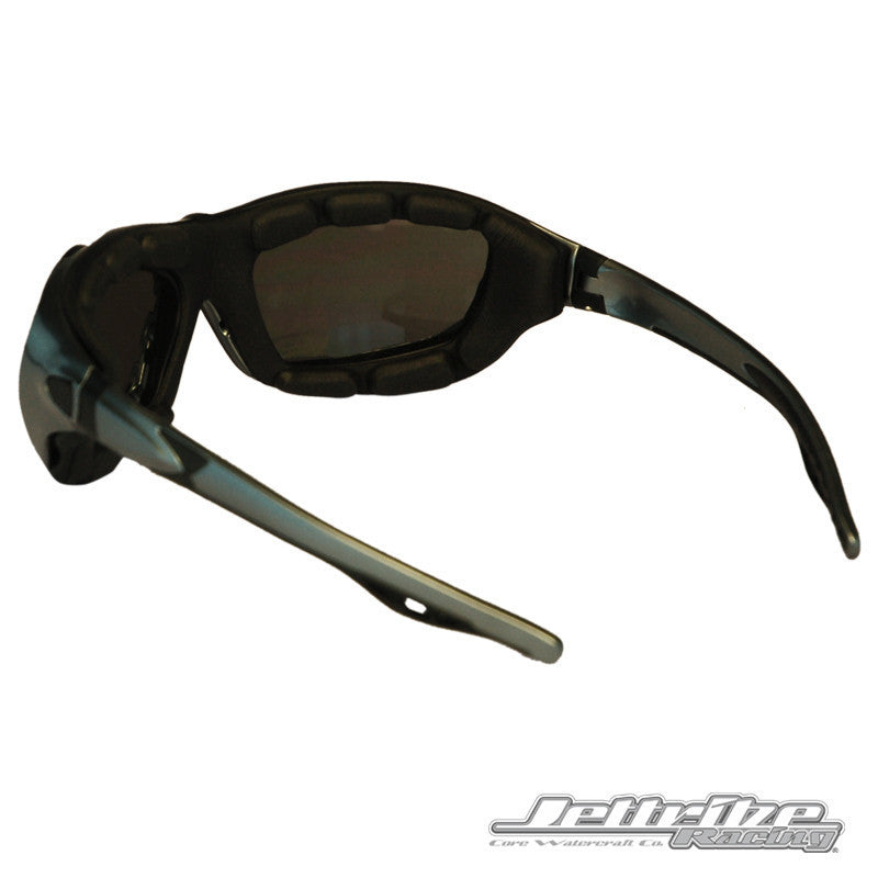 Storm trooper hybrid jetski goggles in black and aluminum frame with smoke tinted revo lenses — view 8
