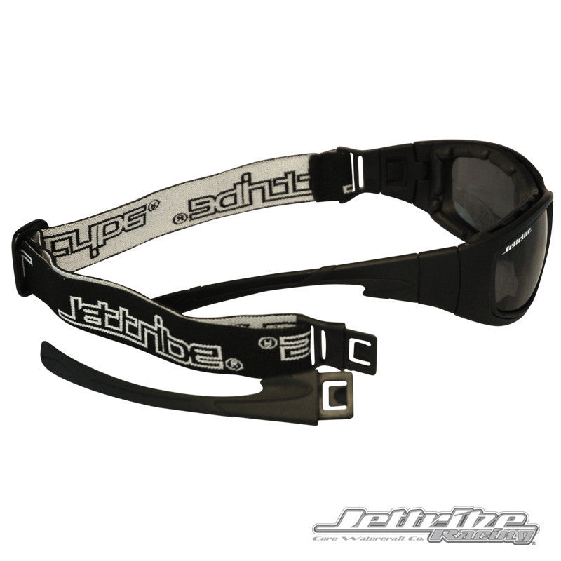Storm trooper hybrid jetski goggles in black and aluminum frame with smoke tinted revo lenses — view 14