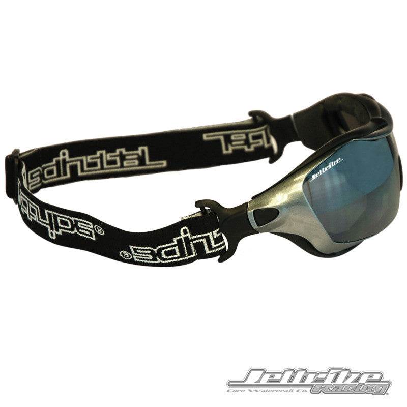 Storm trooper hybrid jetski goggles in black and aluminum frame with smoke tinted revo lenses — view 20