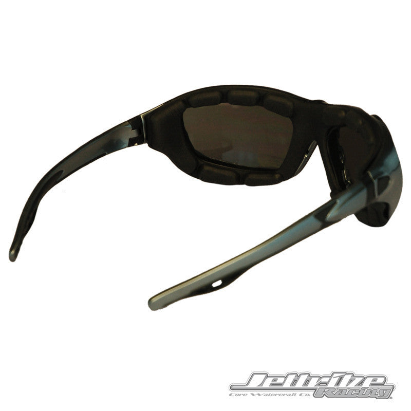 Storm trooper hybrid jetski goggles in black and aluminum frame with smoke tinted revo lenses — view 10