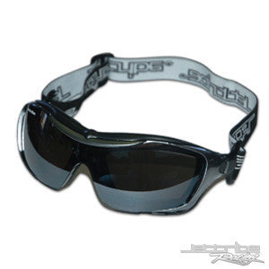 Storm trooper hybrid jetski goggles in black and aluminum frame with smoke tinted revo lenses — view 4