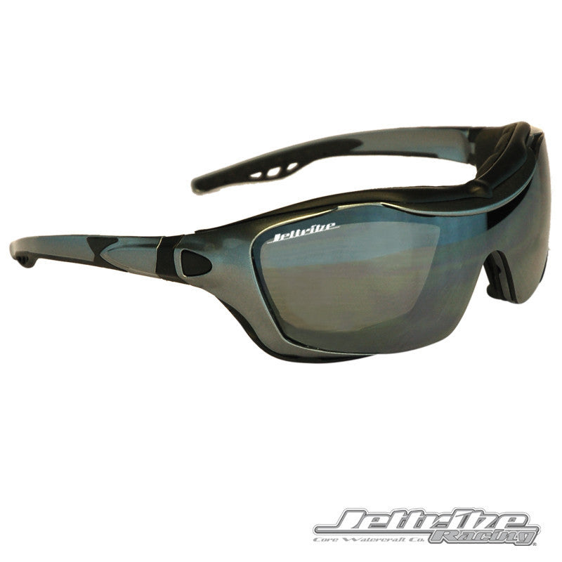 Storm trooper hybrid jetski goggles in black and aluminum frame with smoke tinted revo lenses — view 12