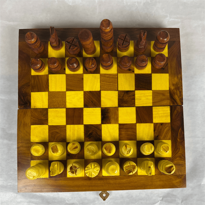 Premium handcrafted thuya wood chess set with polished folding board and carved wooden pieces — view 3