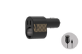3 in 1 Type-C car charger device with triple power outputs and sleek black casing