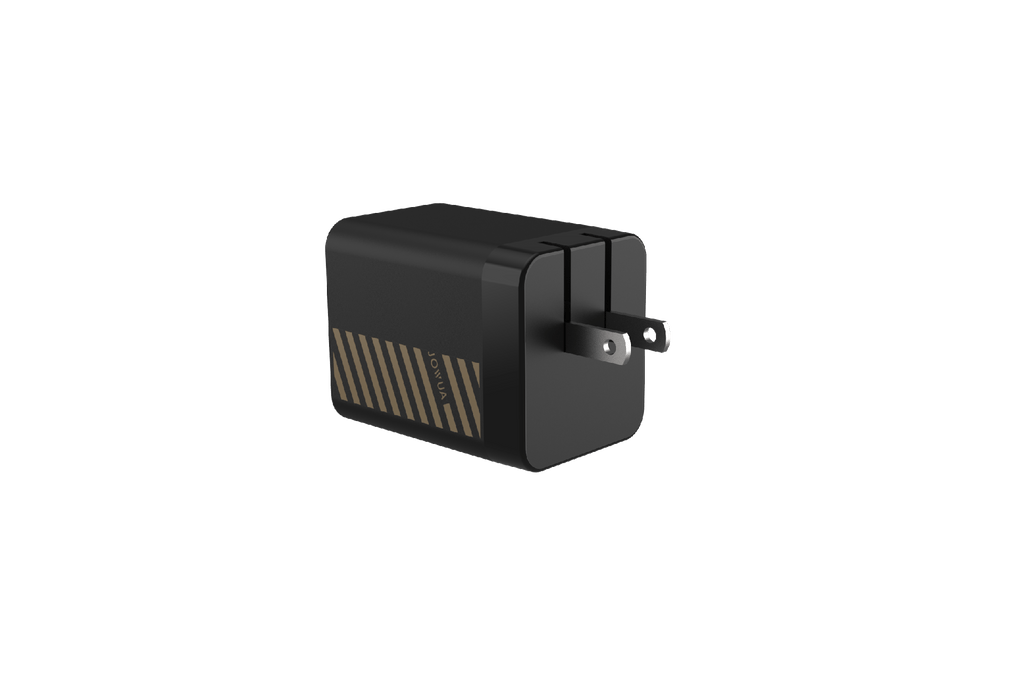 Black 65W GaN fast charger with built-in retractable USB C cable and extra ports — view 4