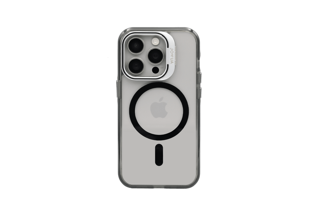 Translucent matte MagSafe iPhone case with built-in kickstand designed for Tesla car mounts