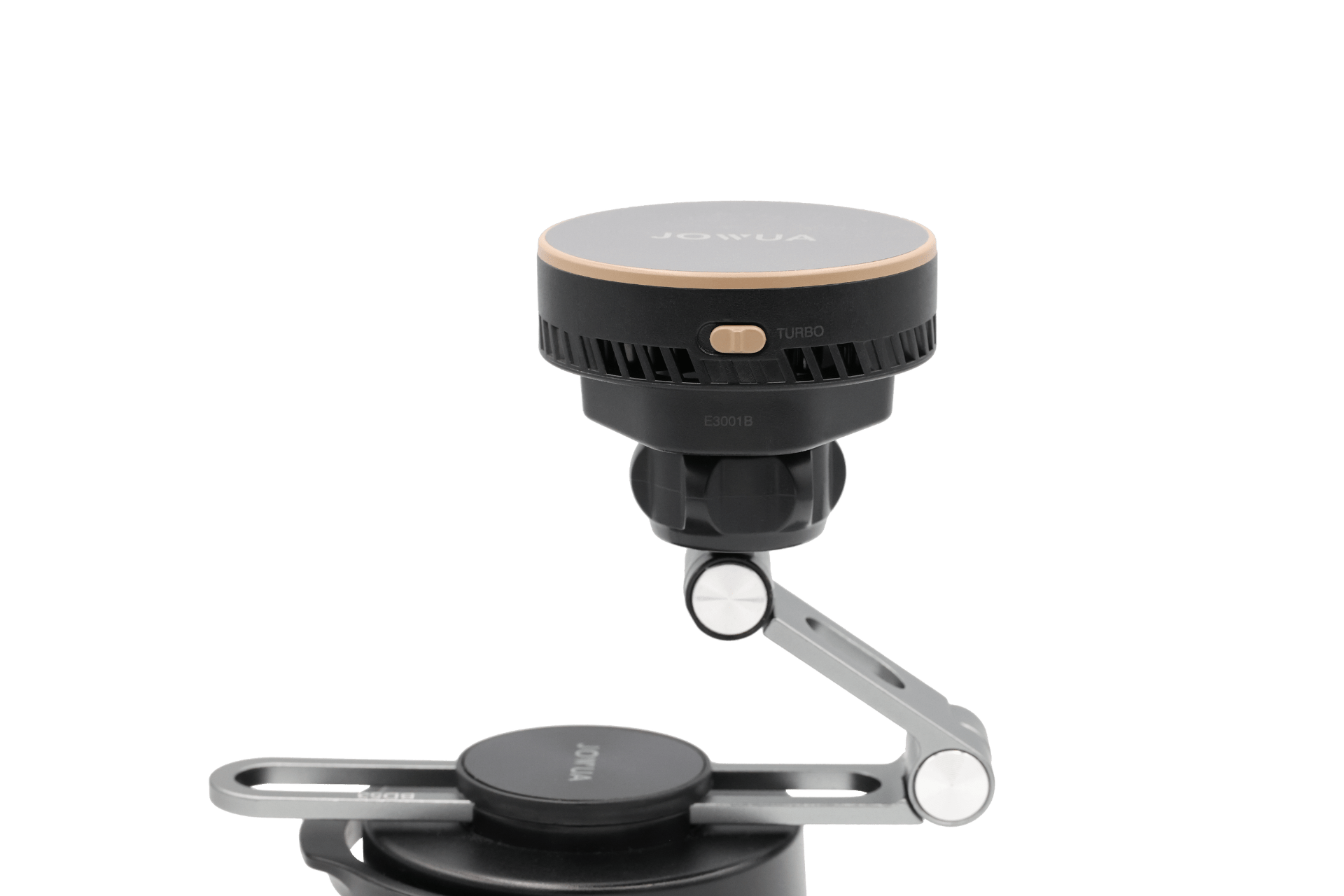Active cooling car phone mount with premium metal arm and sleek black silicone charging pad — view 5