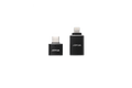Premium metal OTG dashcam adapter set for Tesla and iPhone, showing minimalist metallic design