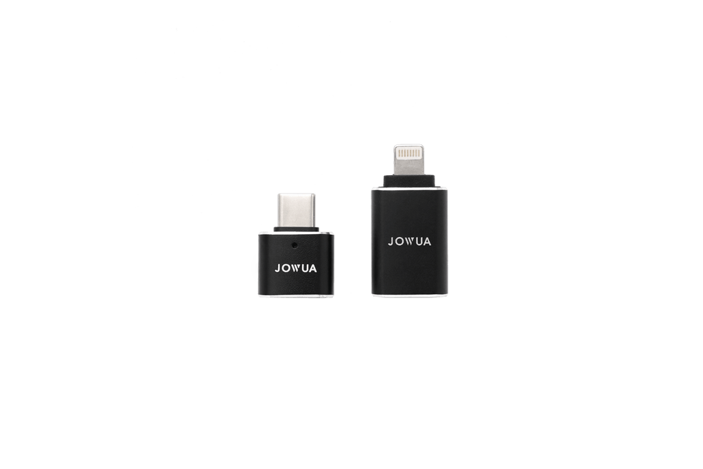 Premium metal OTG dashcam adapter set for Tesla and iPhone, showing minimalist metallic design