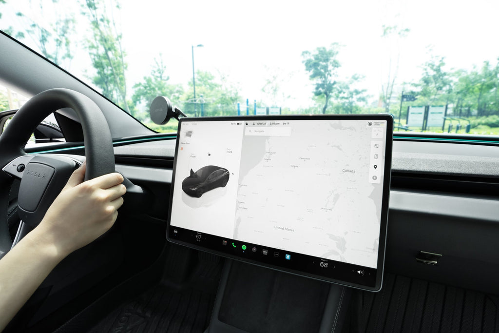 Tesla tempered glass screen protector with anti-glare finish, auto-alignment frame, and installation cleaning kit — view 4